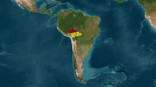 Mapa de Bolivia con bandera ondeando