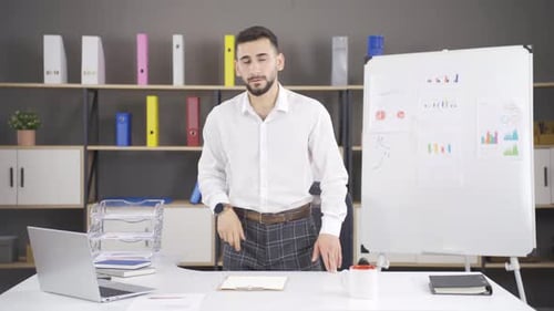 Office worker doing physical exercises.