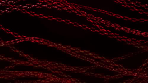 Dynamic Abstract Red Chains Flowing on Dark Background