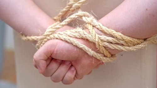 Hands Bound by Rope, Close Up