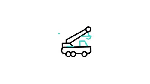 Flat Design Construction Crane Icon Animation