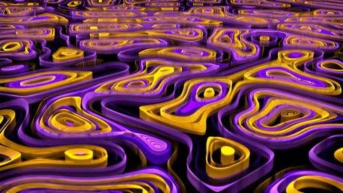 Purple And Yellow Abstract Neon Ribbons Background VJ Loop l 4K