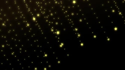 Gold star particles falling loop with alpha channel 4k
