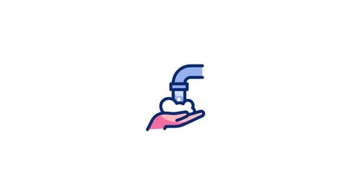 Flat Design Icon Animation of Hand Washing