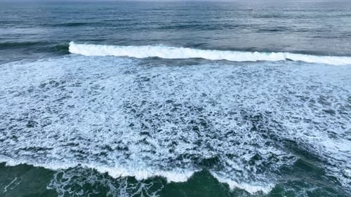 Aerial View of Splashing Ocean Waves