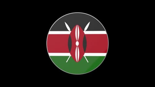 3D Rotating Kenya Flag Button Icon Animation