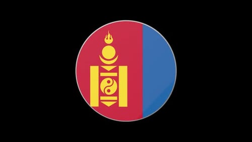 Animated 3D Mongolia Flag Icon Spinning in a Seamless Loop