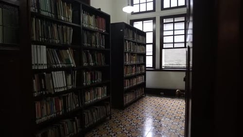 bookstore with ancient gothic structure, silent and peaceful, ideal for studying