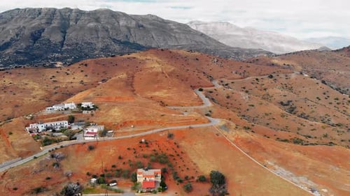 Aerial view of small town on mountain