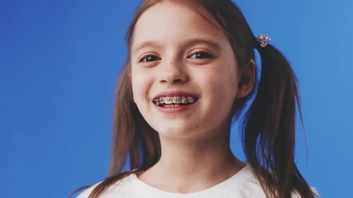 Smiling Girl With Braces Close Up