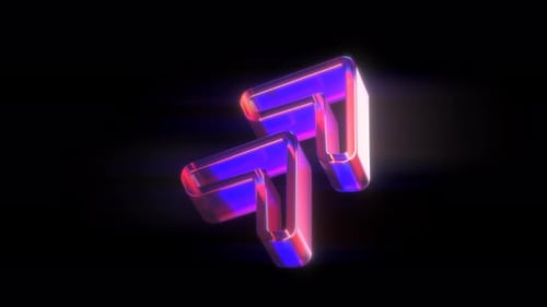 Abstract Neon Glowing 3D Rotating Arrow Shape