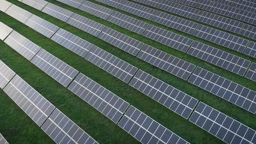 Aerial View of Large Solar Panel Field