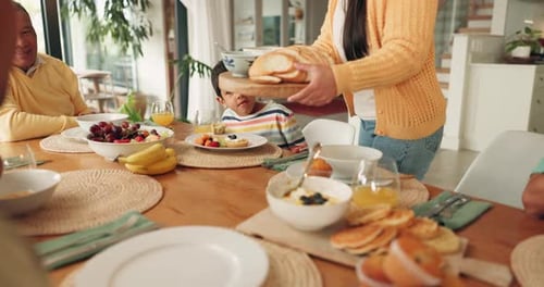 Family Meal at Home with Food and Drink
