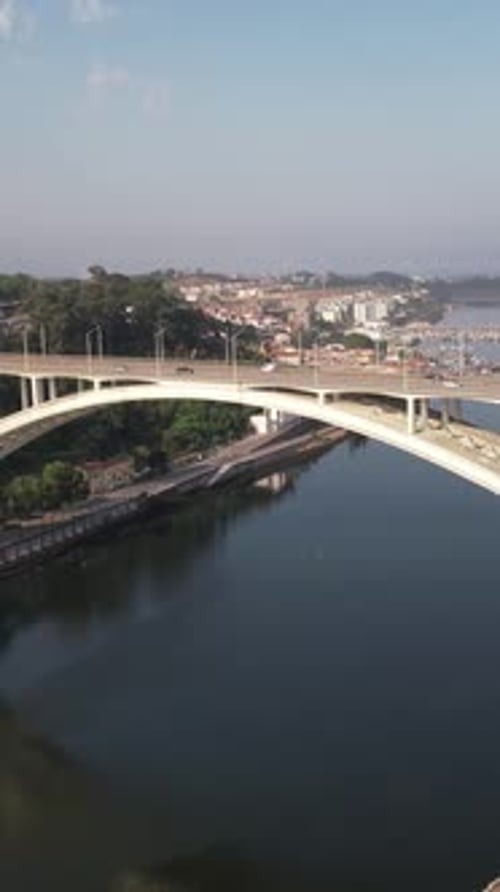 Vertical View Arrabida Bridge Viaduct At Porto, Portugal