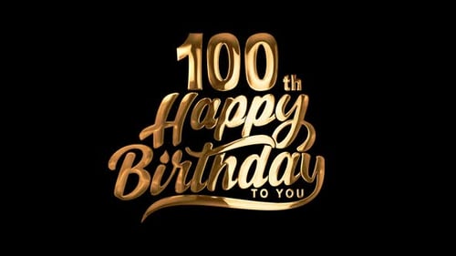 100Th Happy Birthday Typography Golden Text Animation on Appear Black Background