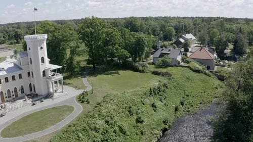 National Estonian park with river and a castle