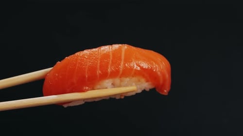 Sashimi Nigiri Platter Japanese Sushi Restaurant Fresh Tuna and Salmon Slices in Modern Cafe