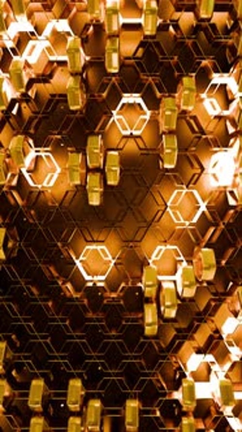 Golden Seamless Geometric Hexagon Pattern 02 HD