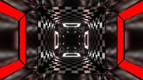 Red And White Fantastic Movement Into The Neon Abyss Background VJ Loop In 4K