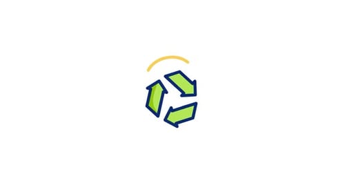 Animated Green Recycling Symbol Icon Loop