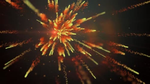 Abstract Particle Explosion with Glowing Light Trails