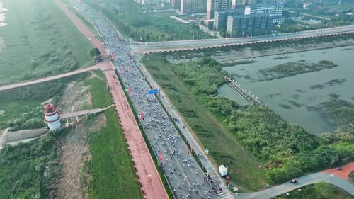 Urban Marathon runners on the street. Marathon running race