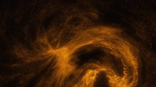 Abstract Golden Fluid Particles Swirling Motion Background