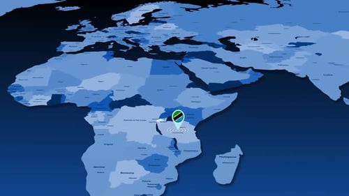 Tansania GPS-Standortverfolgungs-Animation auf der Erdkarte