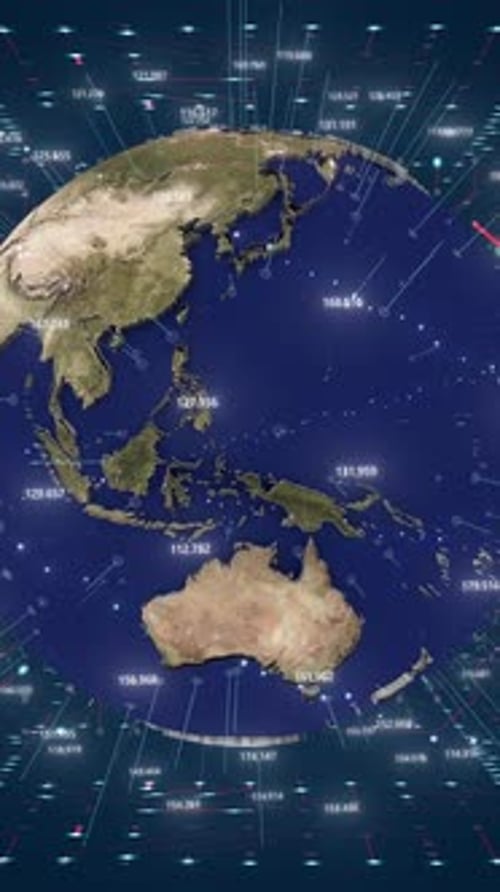 Digital Earth Globe with Global Data Network and Statistics