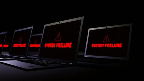 Red Glitch System Failure Warning on Laptops