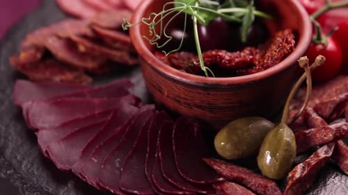 Delectable Deli Meats with Tomatoes and Olives