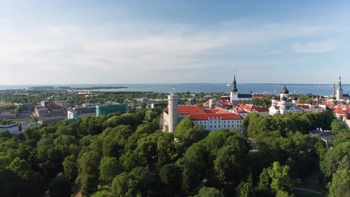 Panoramic Aerial View Of Tallinn’s Historic Skyline And Lush Greenery, Estonia