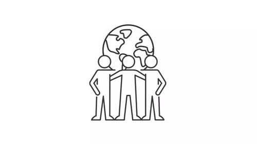Animated Line Icon of Global Team People