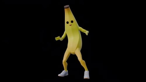 Animated 3D Banana Character Dancing Loop