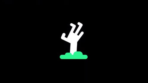 Flat Design Zombie Hand Rising from Ground Halloween Animation