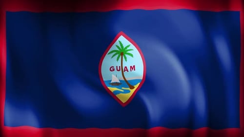Waving Guam Flag Animation with Realistic Fabric Motion