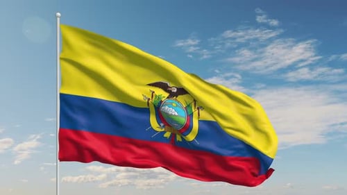 Ecuador National Flag Waving in Slow Motion