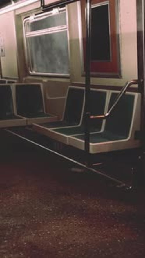 Empty Seats on a Subway Train in the Metro Underground