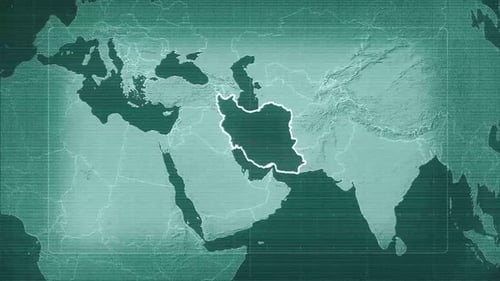 Hologramm-Video im Hud-Stil mit iranischer Landkarte