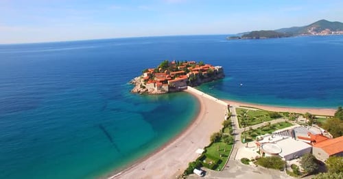 Aerial view of Sveti Stefan island. Sveti Stefan island Montenegro