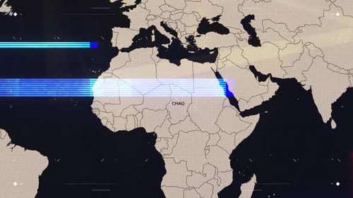 World Map Country Highlight with Glitch Effect Reveal