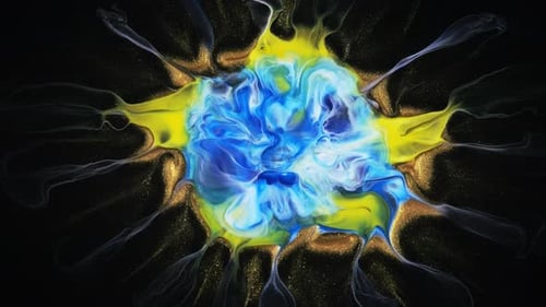 Abstrakte Kunsttinte Water Burst Fantasy Portalwurmloch Explosion Loch Fluss von mehrfarbiger Farbe auf einem