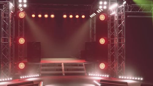 Animated Concert Stage with Dynamic Spotlights and Haze Effect