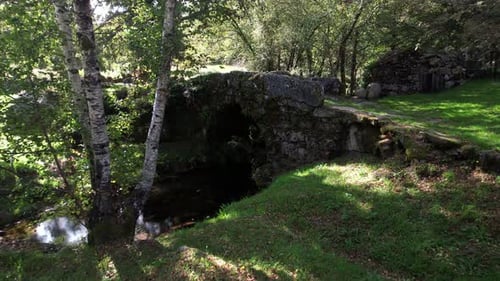 Small Stone Bridge over the River. Nature Background