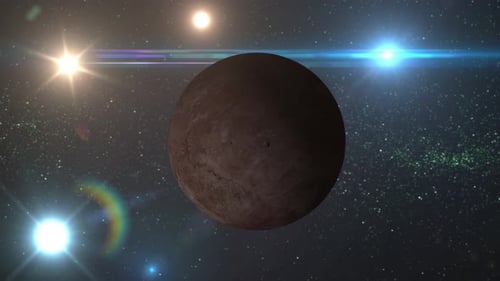Fiktive MAKEMAKE-Planetentextur, Kugel, MAKEMAKE-Animation und Beleuchtungshintergrund. 2105