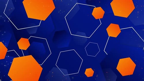 Abstract Geometric Hexagons Animated Background in Blue and Orange
