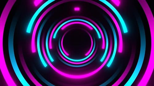 Circular Motion Of Cyan And Pink Neon Lines Background Vj Loop In 4K