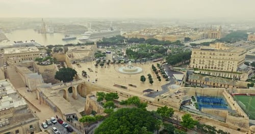 Cityscape of the Streets of Valletta Malta Aerial View