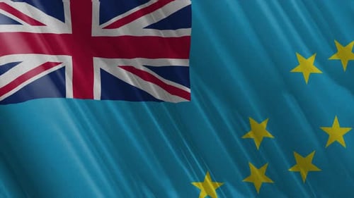 Tuvalu National Flag Waving with Realistic Fabric Texture