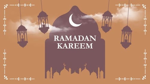 Animation animée de salutation de Ramadan Kareem. Magnifique design de mosquée islamique 4K V5